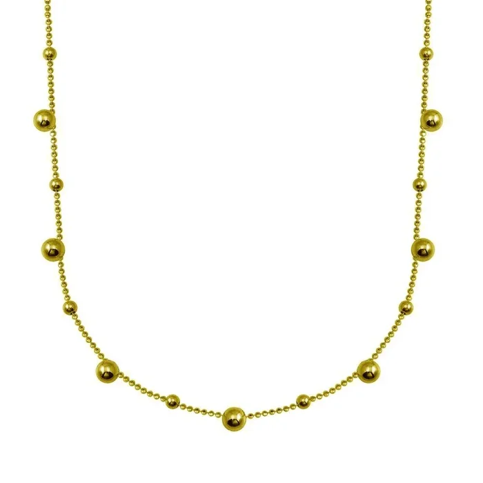 Gold Plated 925 Sterling Silver Multi Beaded Necklace – ITN00140-GP