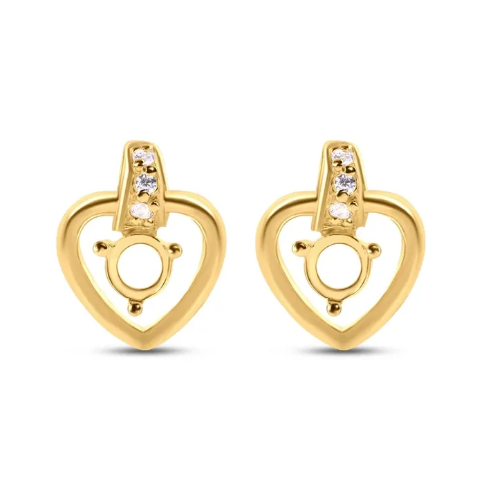 Gold Plated 925 Sterling Silver Personalized Hanging Heart Mounting with CZ – BGE00855GP