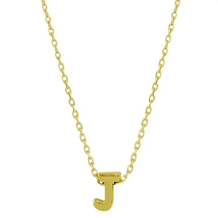 Gold Plated 925 Sterling Silver Small Initial J Necklace – JCP00001GP-J