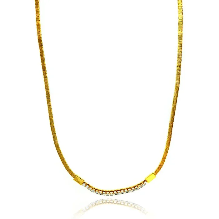 Gold Plated 925 Sterling Silver Wired Omega Chain with CZ – ITN00049GP