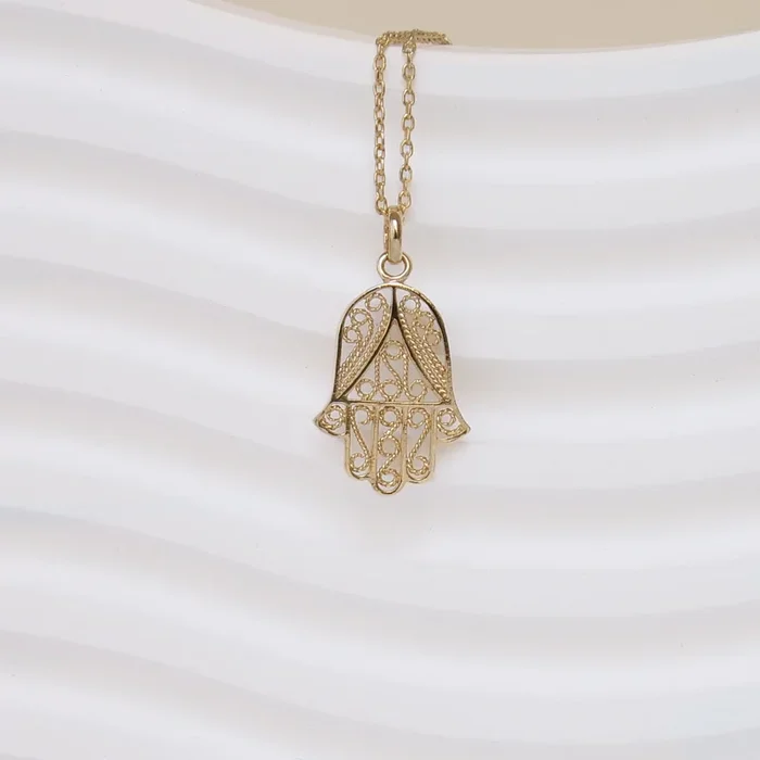 Gold-plated Hand of Fatima pendant