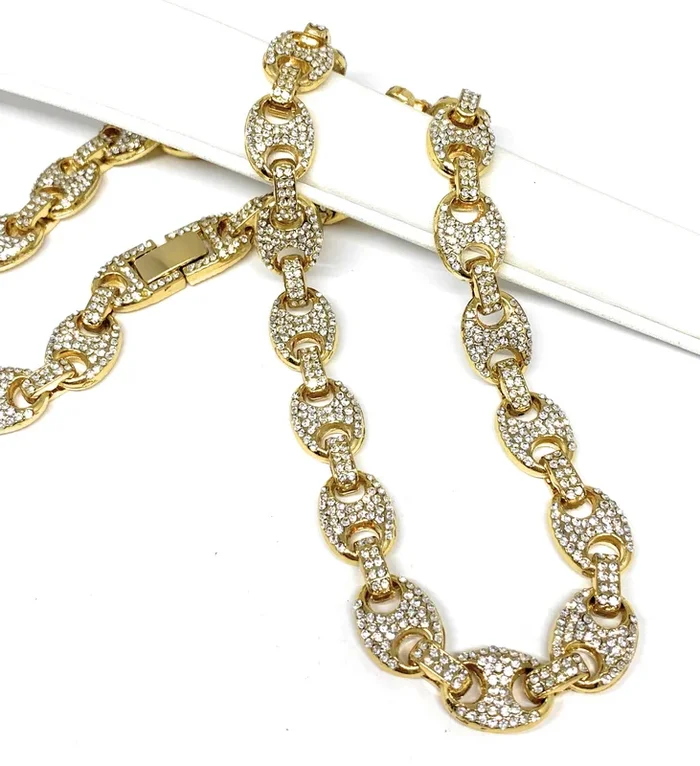 Gold Plated ICED OUT MARINER CZ CHAIN 18-28″ 13mm
