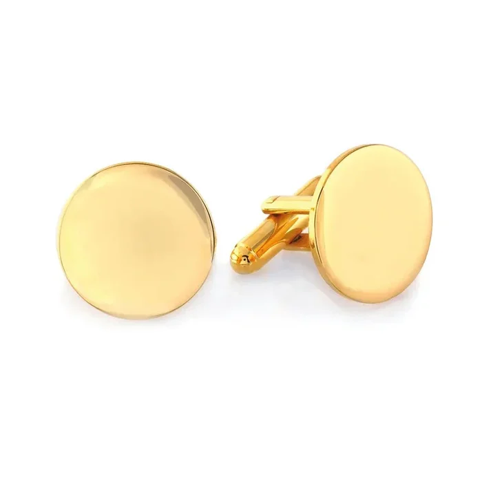 Gold-Plated Polished Round Cufflinks