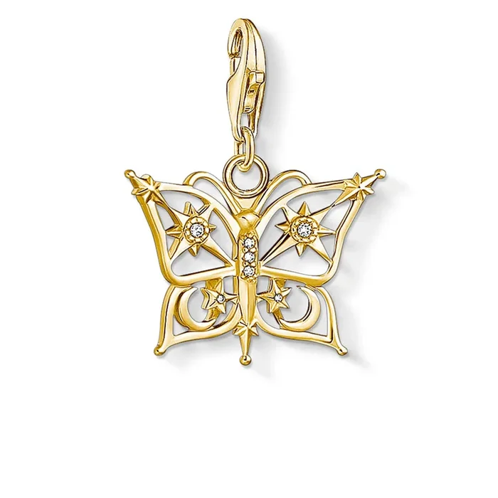Gold Plated Sterling Silver Thomas Sabo Charm Club ZIrconia Butterfly of Night Charm