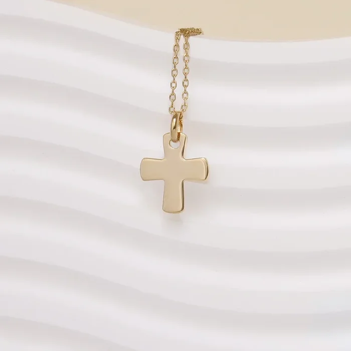 Gold-plated stylized cross pendant to engrave