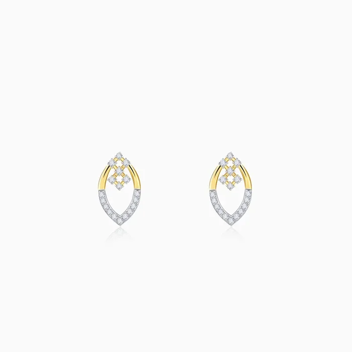 Gold Shiny Leaves Lab Grown Diamond Earrings