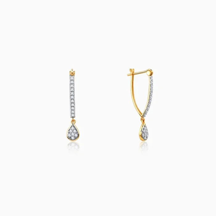 Gold Twilight Tear Lab Grown Diamond Hoop Earrings