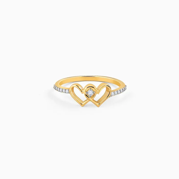 Gold Twin Hearts Diamond Ring