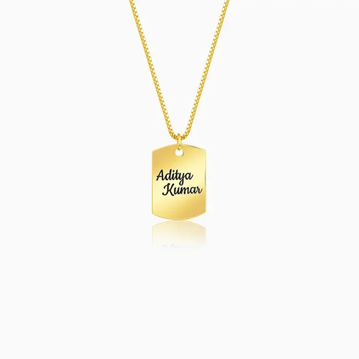 Golden Personalised Military Dog Tag Pendant with Box Chain For Him