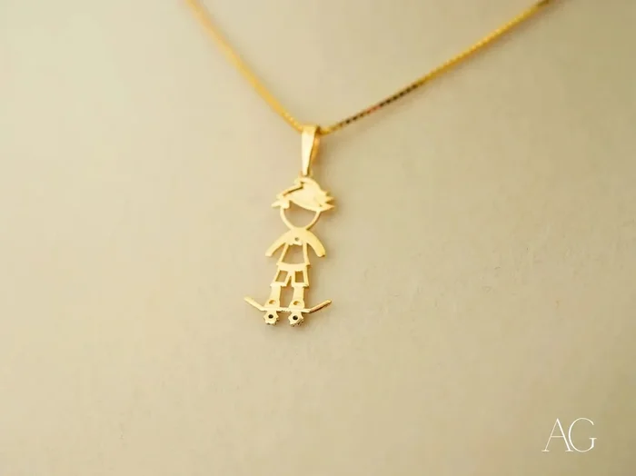 Golden Skater: Gold Boy with Skate Pendant