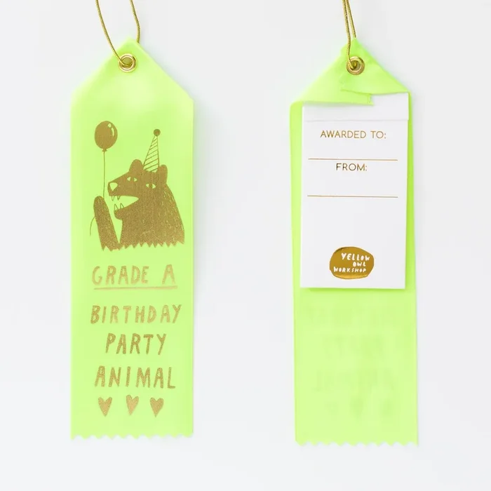 Grade A Birthday Party Animal – Award Ribbon Card