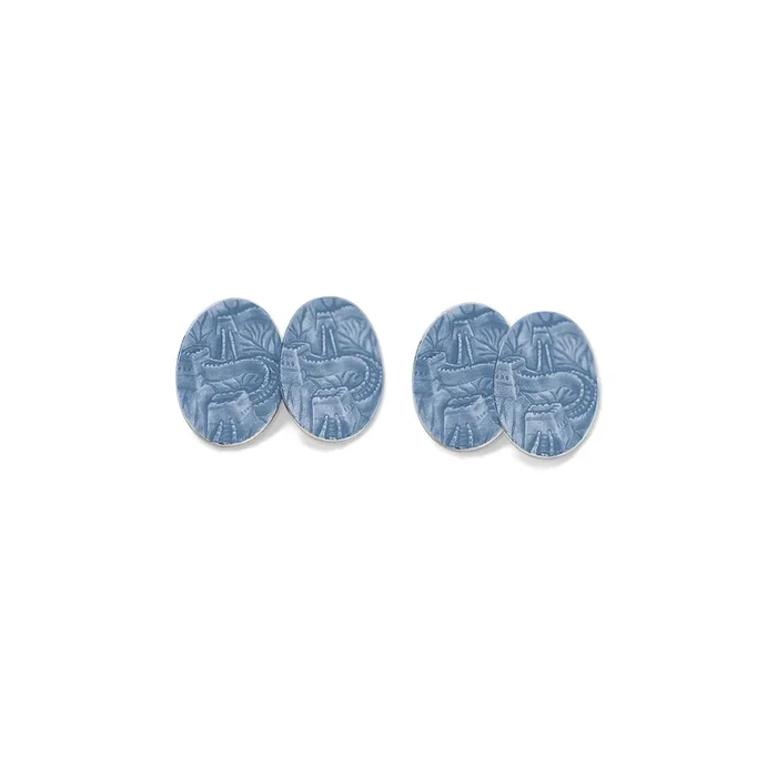 Great Wall of China Double Ended Cufflinks Silver – Grey Blue Enamel