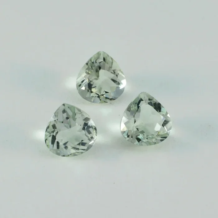 Green Amethyst 10PC Tiny 4×4 MM Heart Faceted Green Brilliant Semi Precious Loose Gems