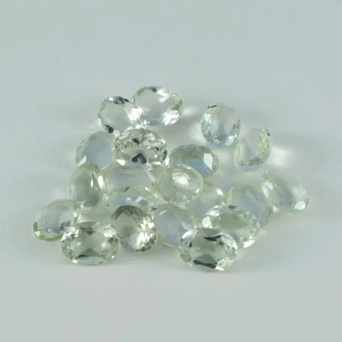 Green Amethyst 1PC Small 6×8 MM Oval Faceted Green Polished Semi Precious Loose Gems