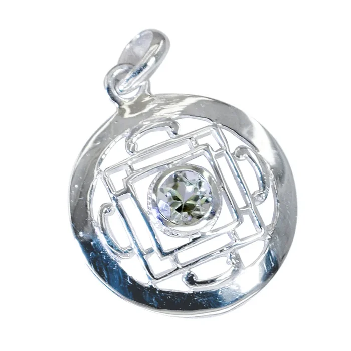 Green Amethyst Essential French Sterling Silver Solitaire Ivana Victorian Green Pendant Jewellery
