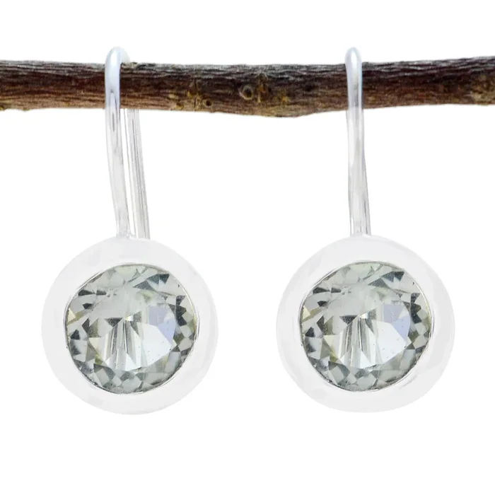 Green Amethyst French Andrea Solitaire Dangle Green 925 Sterling Silver Earring