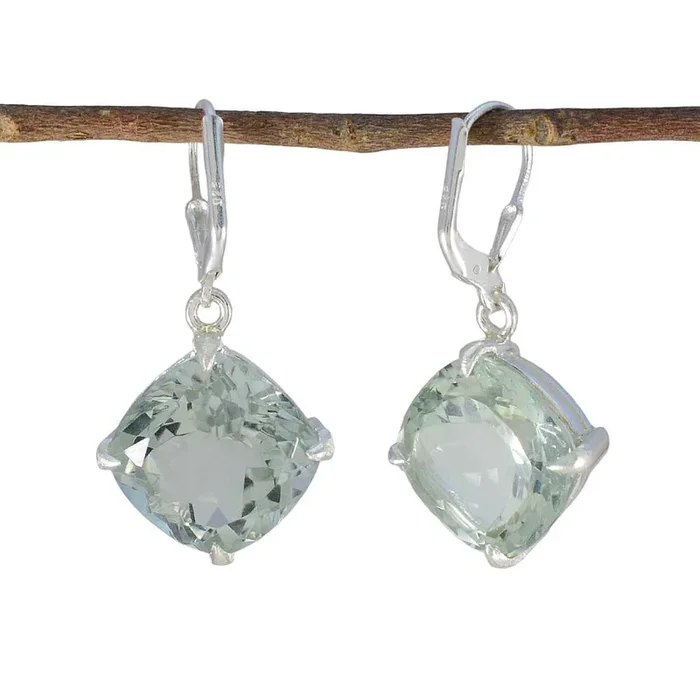 Green Amethyst German Isabella Solitaire Dangle Green 92.5 Silver Earring