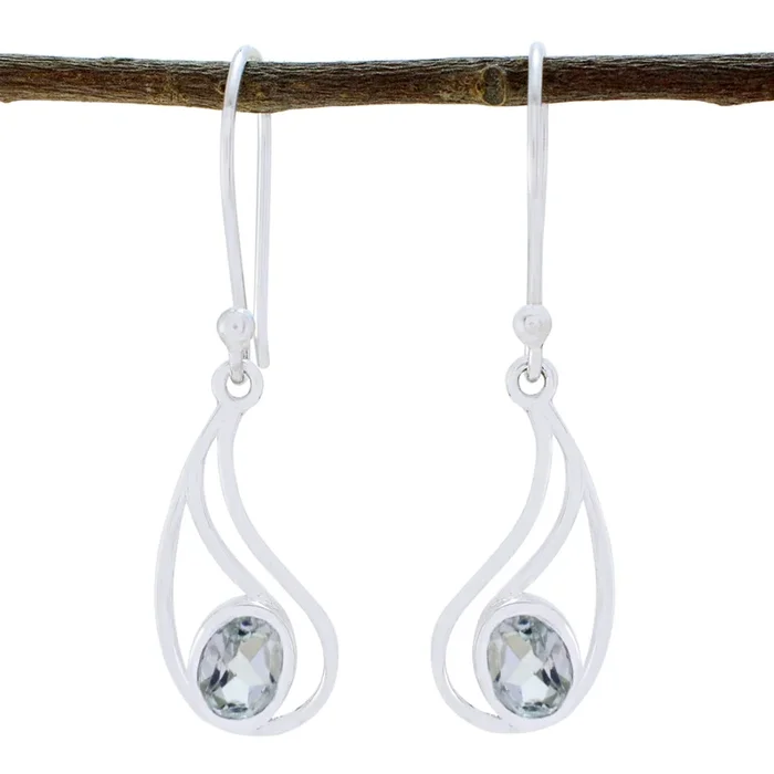 Green Amethyst Italian Constanza Solitaire Dangle Green 925 Sterling Silver Earring