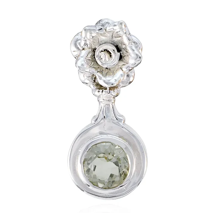 Green Amethyst Minimal French Silver Solitaire Clara Feminine Green Pendant Jewelry