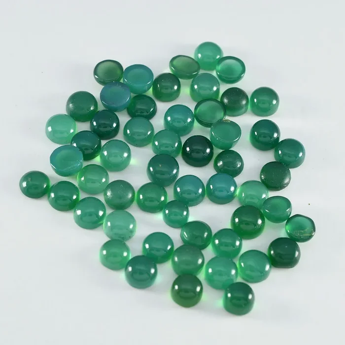 Green Onyx 10PC Tiny 4×4 MM Round Cabochon Green Polished semi Precious Loose Gemstones
