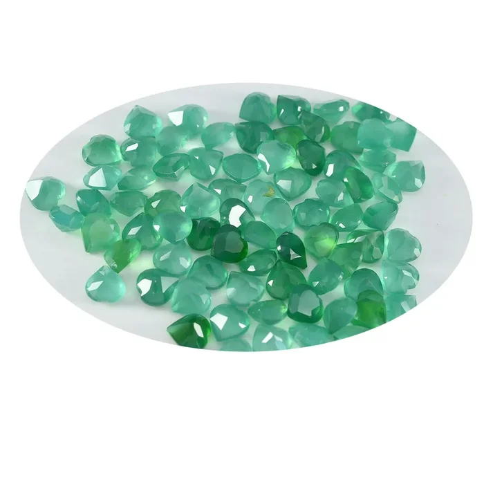 Green Onyx 10PC Tiny 5×5 MM Heart Faceted Green Sparkling Semi Precious Gems
