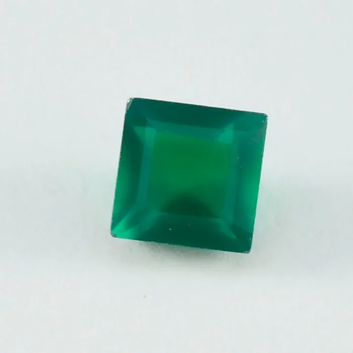 Green Onyx 1PC Chunky 15×15 MM Square Faceted Green Superior Semi Precious Loose Gemstone