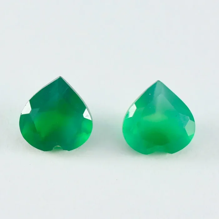 Green Onyx 1PC Large 10×10 MM Heart Faceted Green Shine Semi Precious Loose Gems