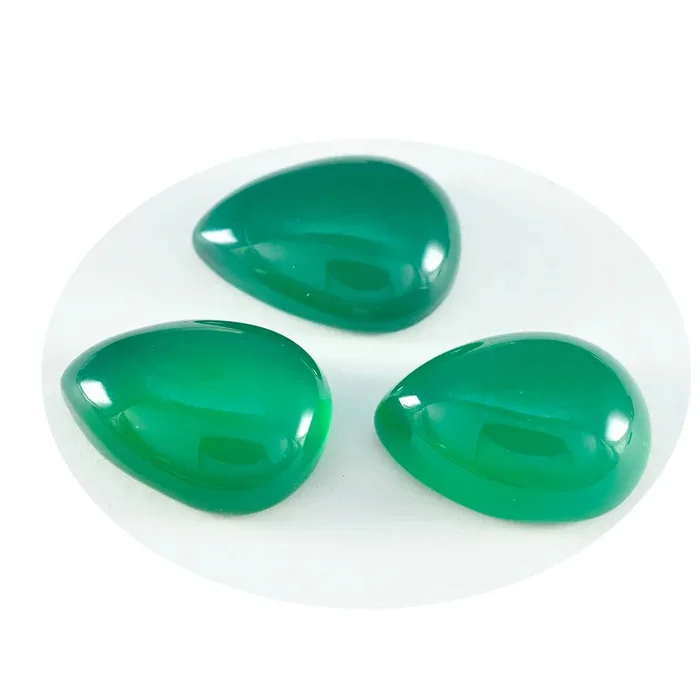 Green Onyx 1PC Large 10×12 MM Pear Cabochon Green Genuine semi Precious Precious Gemstone