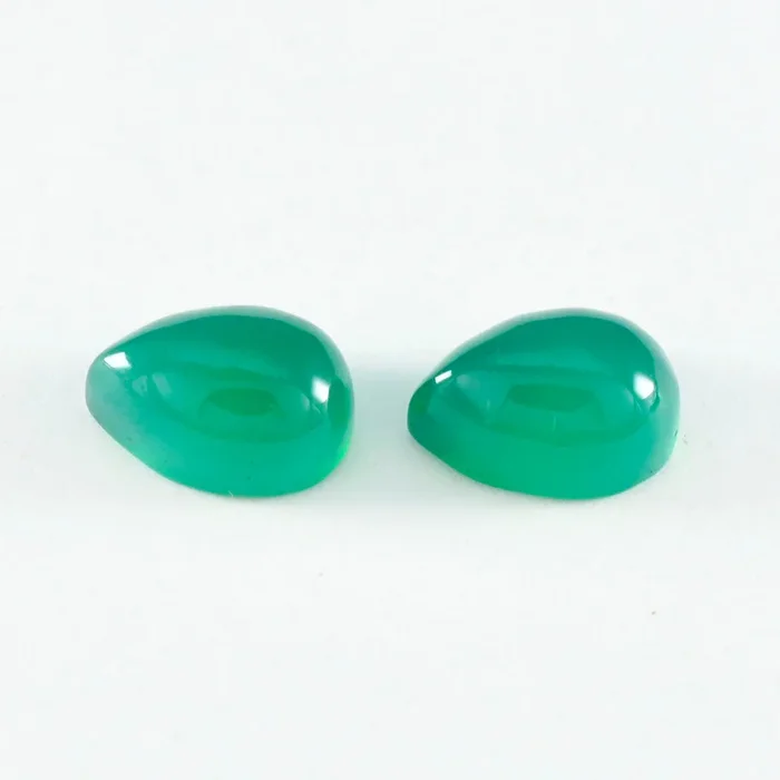 Green Onyx 1PC Large 8×12 MM Pear Cabochon Green Natural semi Precious Semi Precious Gemstone
