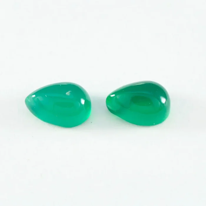 Green Onyx 1PC Small 6×8 MM Pear Cabochon Green Splendid semi Precious Semi Precious Gemstone