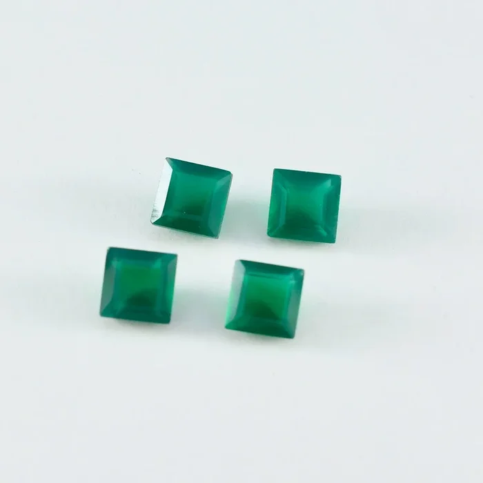 Green Onyx 1PC Small 7×7 MM Square Faceted Green Splendid Semi Precious Loose Gemstone