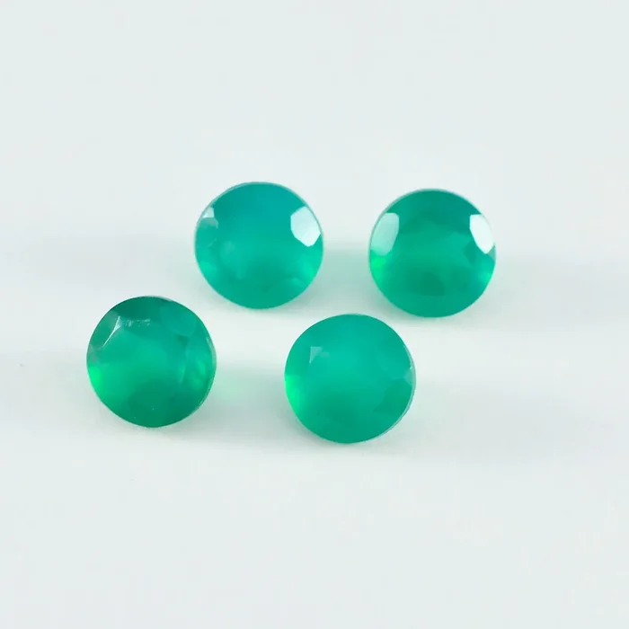 Green Onyx 1PC Tiny 6×6 MM Round Faceted Green Polished Semi Precious Loose Gems
