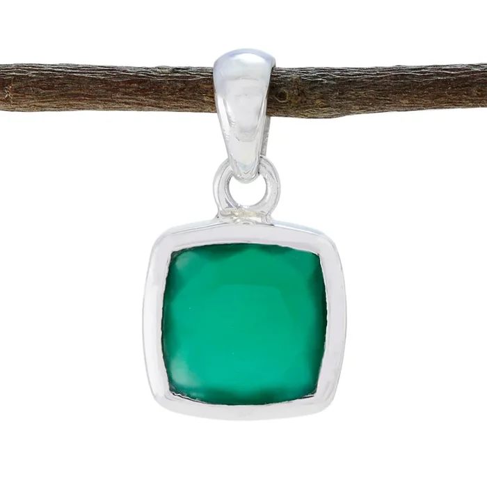 Green Onyx Dainty French Silver Solitaire Mila Engagement Green Pendant Jewelry