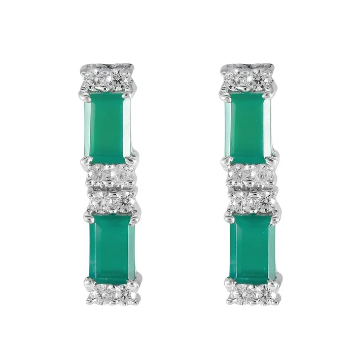 Green Onyx German Paula multiple Stud Green Sterling Silver Earring