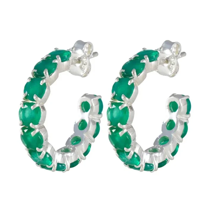 Green Onyx Russian Isabella multiple Stud Green 92.5 Silver Earring
