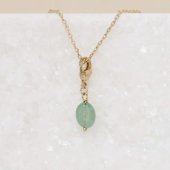 Green Quartzite charm gold-plated