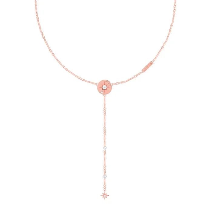 GUESS 16-18″ Compass Pendant Y Chain SST+RGP