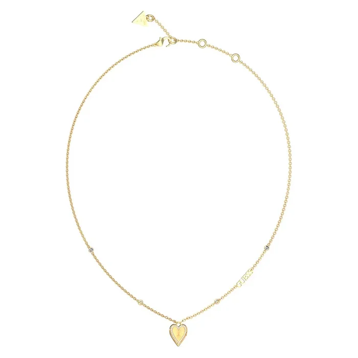 Guess Gold Plated Stainless Steel Single Heart Pendant On 16-18″ Chain