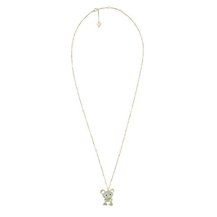 Guess Gold-Plated Stainless-Steel Teddy Bear Pendant On 30″ Chain