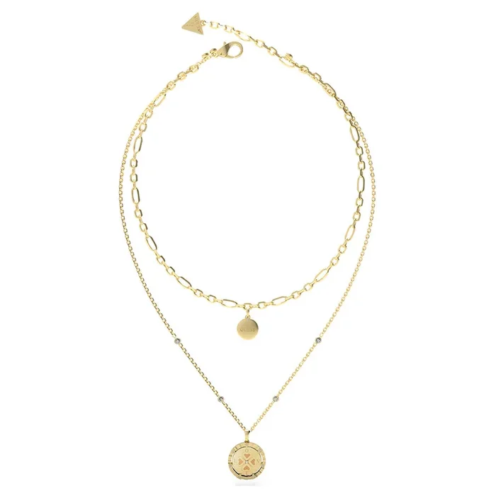 Guess Gold Plated Stainless Steel Two Layers Of Love 16-18″ Chain