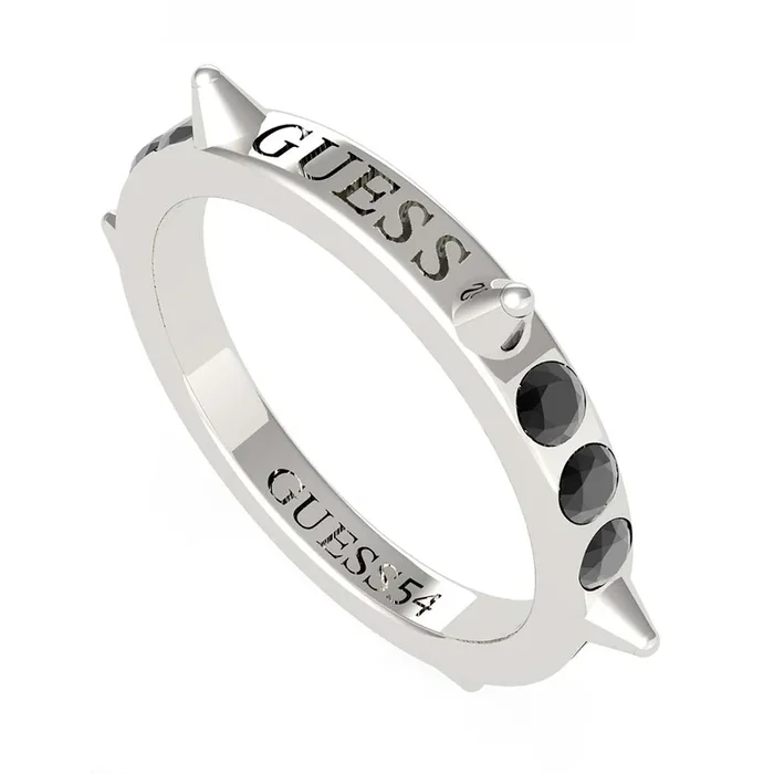 Guess Rhodium Plated Stainless Steel Rebel Studs & Crystal Ring Size “N “