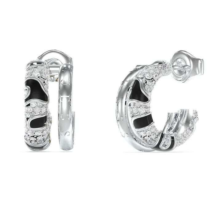 Guess Stainless Steel 15mm Jungle Circle Enamel Hoop Earrings