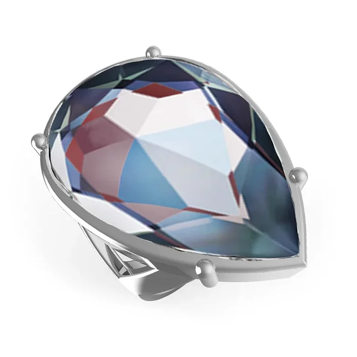 Guess Stainless Steel Big petrol Drop Ring Size “N”