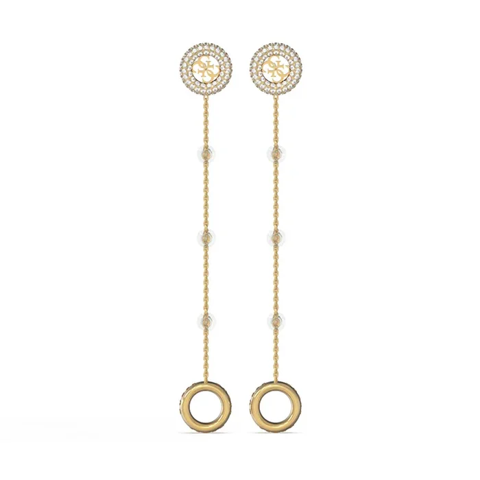 Guess Stainless Steel Gold Plated 80mm Airpods Logo Threader Drop Earrings