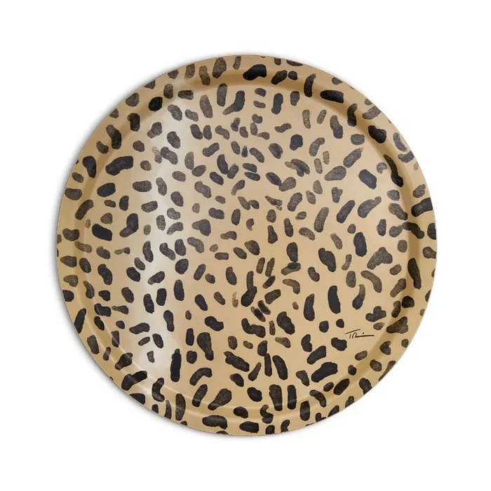 Halcyon Days Leopard Print Round Birchwood Tray