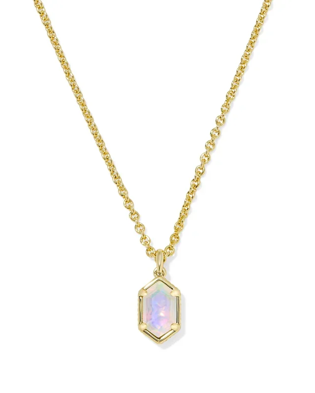 Hallie Short Pendant Necklace in Gold & Opalite Illusion