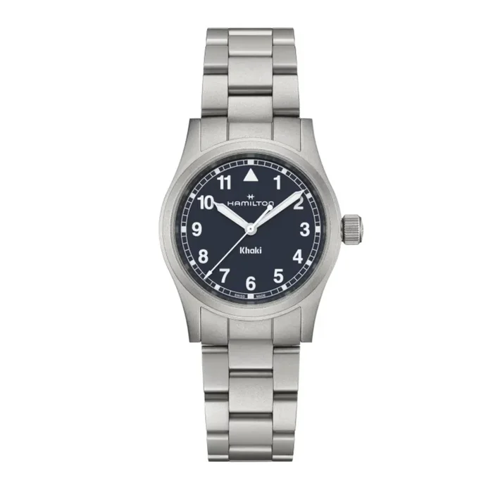 Hamilton Khaki Field quartz watch, blue dial, 33 mm steel bracelet H69401140 – Lepage