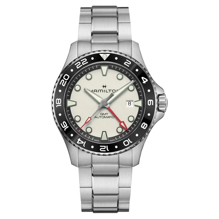 Hamilton Khaki Navy Scuba Automatic GMT Watch with White Dial and Steel Bracelet, 43 mm – Lepage