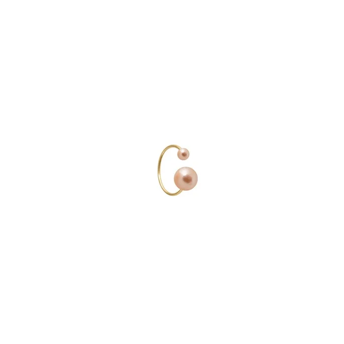 Hanging one earcuff in yellow gold and pink pearls (BOJHO00212) – Lepage
