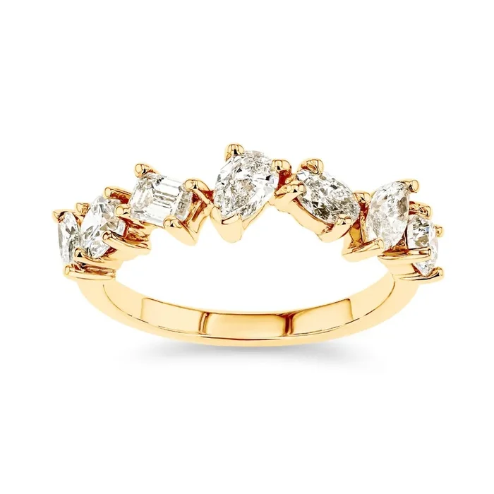 Hattie 1 ½ ctw Multi-Shape Lab Grown Diamond Staggered Anniversary Band
